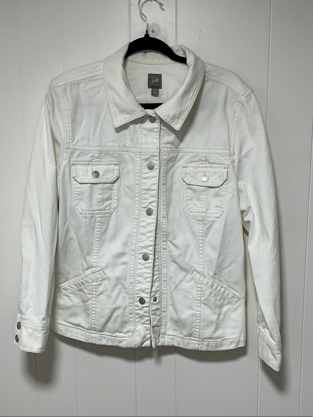 J jill White Denim Jacket with Button-Front Detail